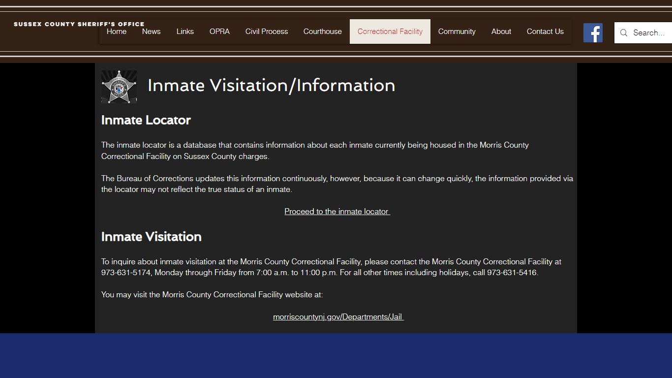 Inmate Visitation/Information | scsheriff
